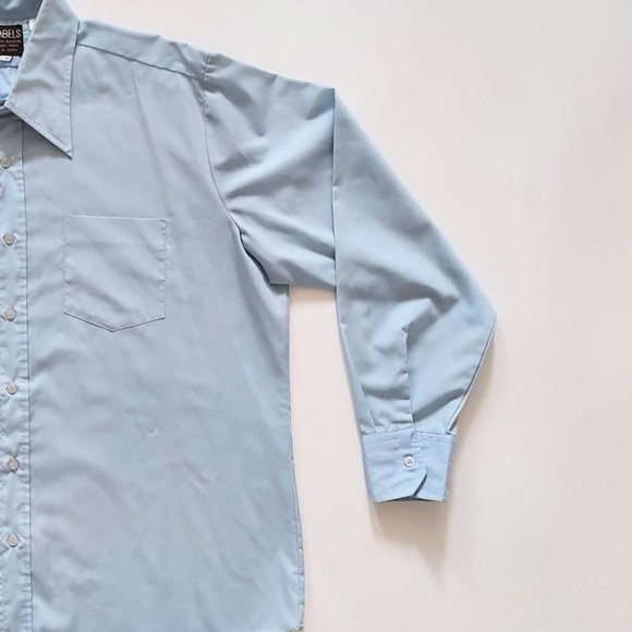 Gimbels Mens 17/34-35 Collared Button Down Shirt Blue Vintage - Picture 3 of 5